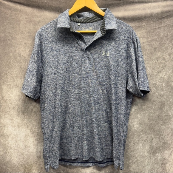 Under Armour Polo Blue Heathered Color Size Large - Picture 1 of 5